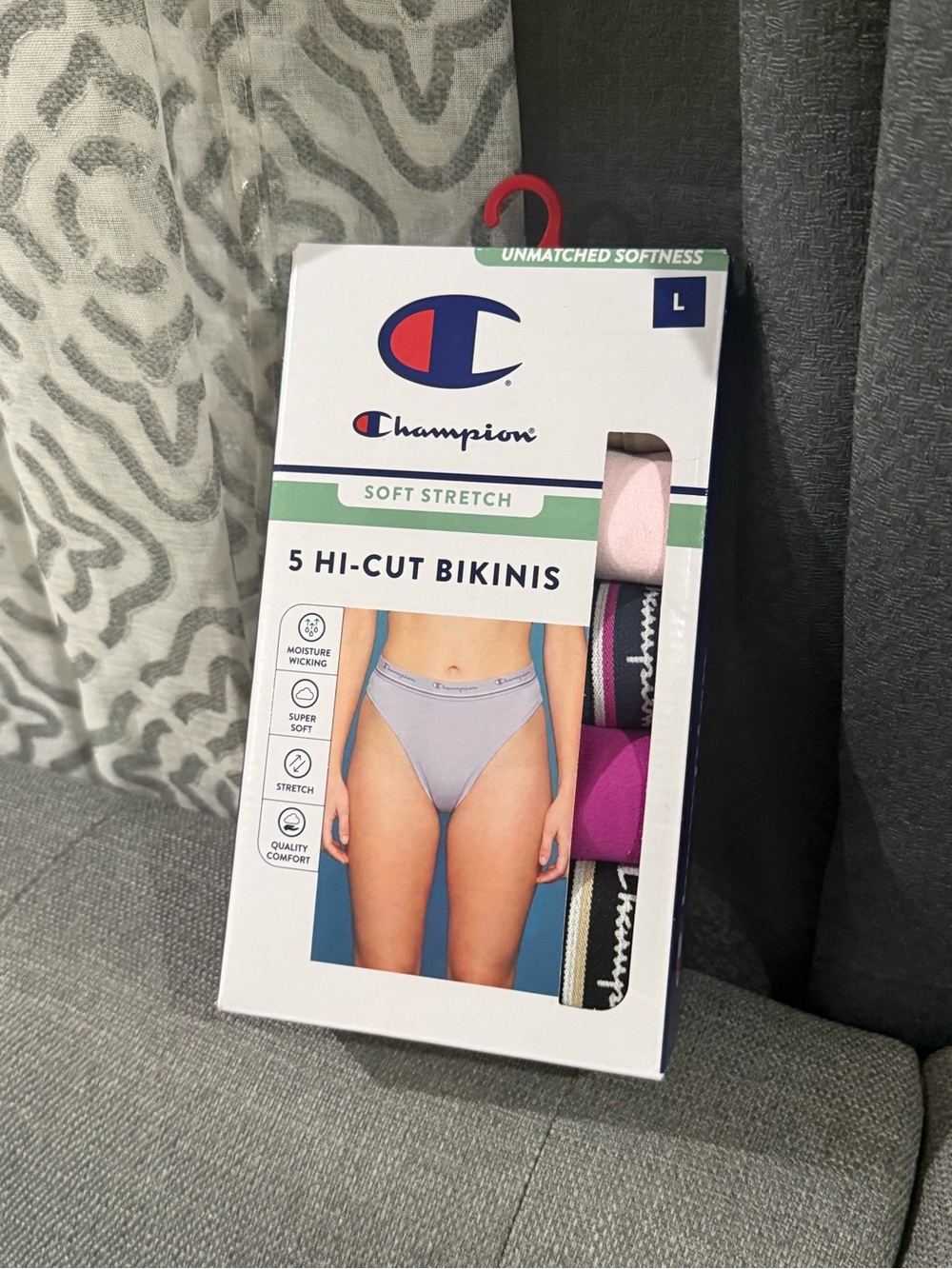 Champion woman’s 5-Pack Hi-Cut Bikini Bottoms - Pink & Multi different sizes